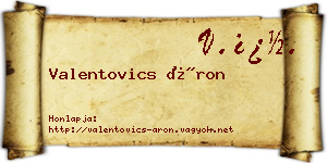 Valentovics Áron névjegykártya