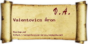 Valentovics Áron névjegykártya