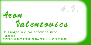 aron valentovics business card